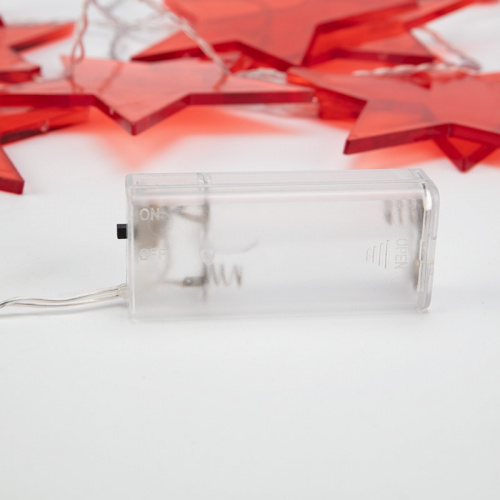 картинка Гирлянда светодиодная Звездопад красная 10 LED,  2,25 м,  прозрачный ПВХ,  теплый белый свет свечения,  2 х АА (батарейки не в комплекте) NEON-NIGHT от магазина Сантехстрой