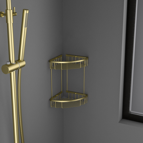 картинка Полка угловая двойная Timo Saona золото матовое (13082/17) от магазина Сантехстрой