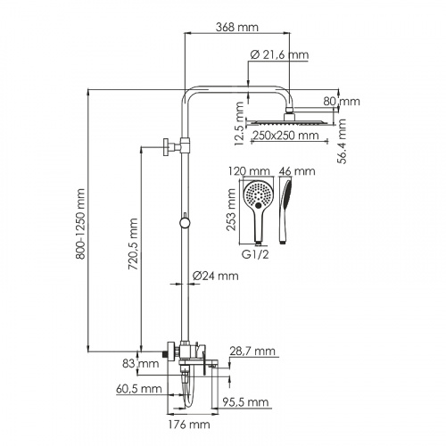 картинка Душевая система WasserKRAFT A185.254.155.WM Белая матовая от магазина Сантехстрой