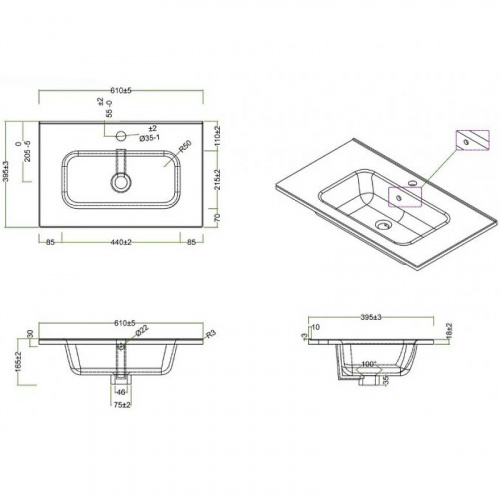 картинка Раковина BelBagno 61 BB600/390ETL Белая от магазина Сантехстрой
