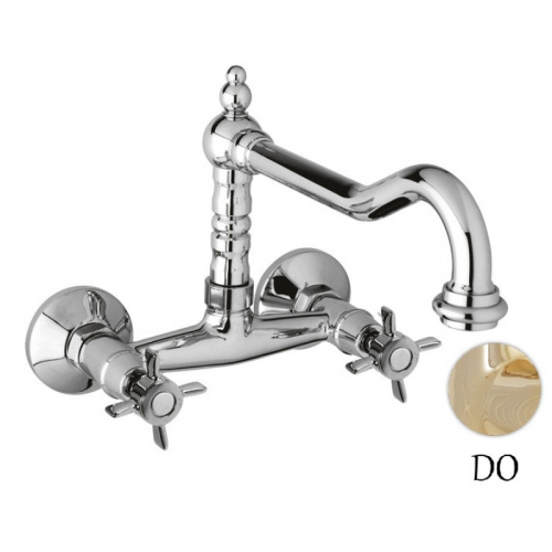 картинка Кухонный смеитель для настенного монтажа золото 24 карат, ручки золото 24 карат Cezares Lord LORD-LLP-03/24 от магазина Сантехстрой