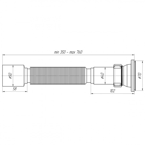 картинка Сифон гофрированный Ани Пласт 1 1/2"*50 (350-760мм) (G105) от магазина Сантехстрой