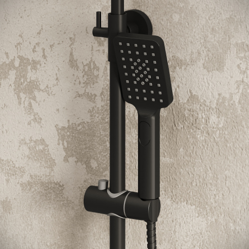 картинка Душевая стойка Cosmo 500.K35.02.210 с верхним душем, ручной лейкой и смесителем, черный матовый от магазина Сантехстрой