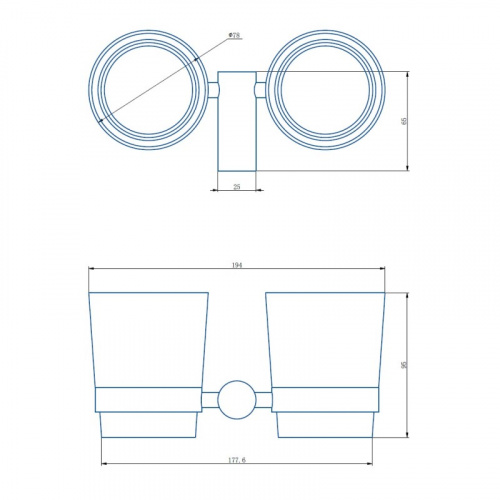картинка Стакан для ванной комнаты двойной Haiba хром (HB8408) от магазина Сантехстрой
