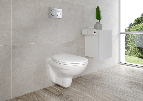 картинка Комплект унитаза с инсталляцией Vitra Normus 9773B003-7202 с сиденьем и кнопкой смыва Хром от магазина Сантехстрой