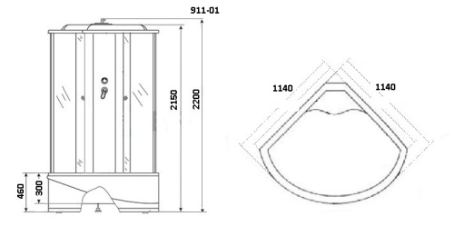 картинка Душевая кабина Niagara Ultra NG-911-01 (115х115х220) высокий поддон(46см),стекло тонированное,4 места от магазина Сантехстрой