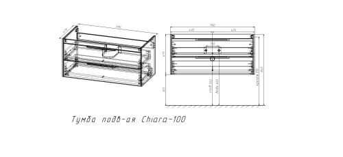 картинка Тумба под раковину Chiara 2D 1000 подвесная, 2 выкатных ящика soft-close, R.Oak от магазина Сантехстрой