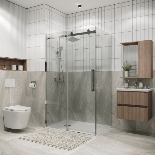 картинка Душевая перегородка 200.K33.04.90.10.00 Classic (90*195) хром, стекло прозрачное, 1 место от магазина Сантехстрой