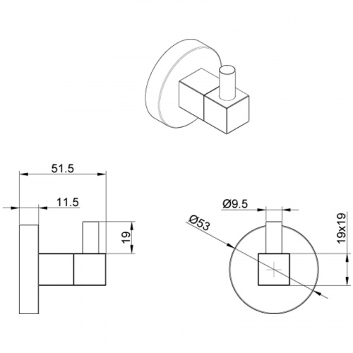 картинка Крючок одинарный AZARIO NESSY, хром (AZ-73105A) от магазина Сантехстрой