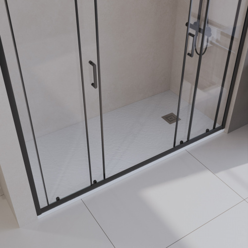 картинка Душевой поддон из искусственного мрамора в комплекте с сифоном BelBagno UNO TRAY-MR-UNO-AH-160/90-35-W-CR от магазина Сантехстрой