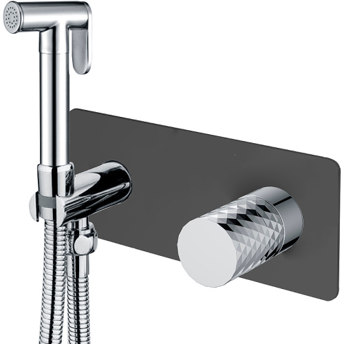картинка Гигиенический душ со смесителем Boheme Stick 127-BCR Черный матовый Хром от магазина Сантехстрой