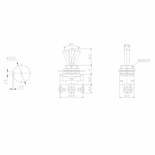 картинка Тумблер 250V 10А (3c) ON-OFF-ON однополюсный Mini (ASW-23) REXANT от магазина Сантехстрой