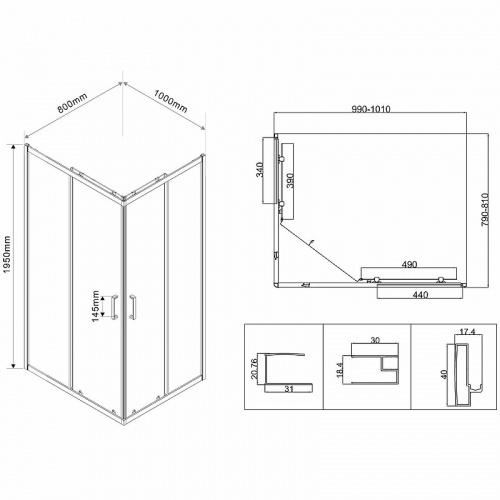картинка Душевой уголок Vincea vss-5ct8010mt от магазина Сантехстрой