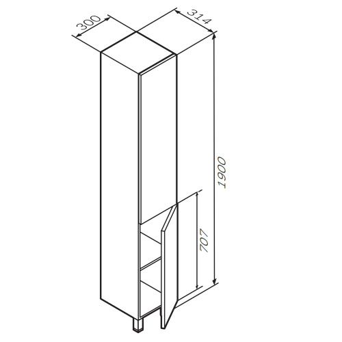 картинка M90CSR0306HF GEM, шкаф-колонна, напольный, правый, 30 см, двери, push-to-open, цвет: орех от магазина Сантехстрой