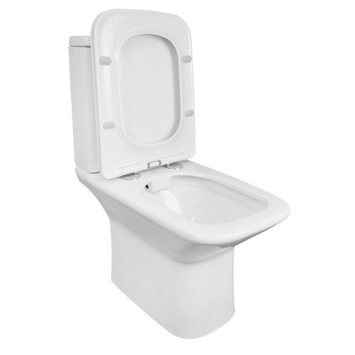 картинка Унитаз напольный Azario Formal 370х315х790 безободковый, в комплекте с бачком и сиденьем микролифт (AZ-1353B) от магазина Сантехстрой
