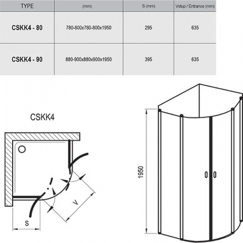 картинка Душевой уголок Ravak Chrome CSKK4 90x90 3Q170100Z1 профиль Белый стекло Transparent от магазина Сантехстрой