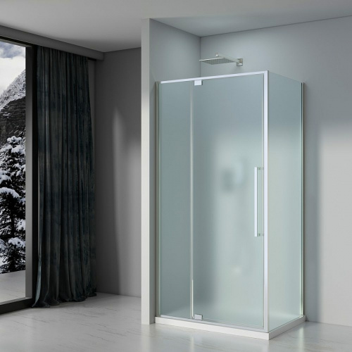 картинка Душевой уголок Black&White Stellar Wind S818 CF 100x80 818100CF профиль Хром стекло матовое от магазина Сантехстрой