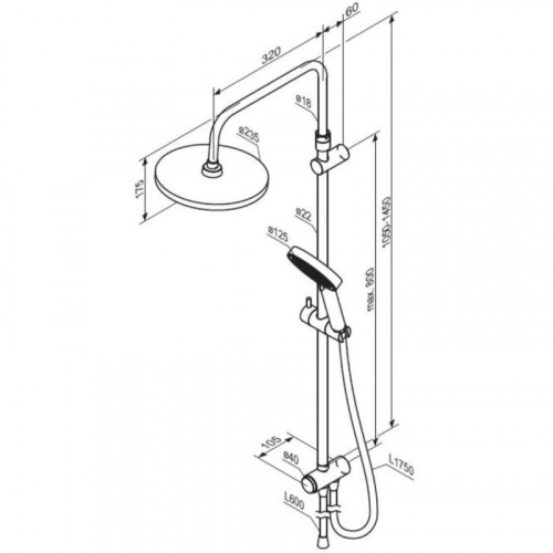 картинка 947000000 Apollo душ.система: верх.душ 235 мм, ручн.душ 3 ф-ции 125*215 мм, штанга 1050-1450 мм, хро от магазина Сантехстрой