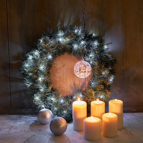 картинка Гирлянда Роса,  2 м,  20 диодов,  цвет белый,  тонкий батарейный блок от магазина Сантехстрой