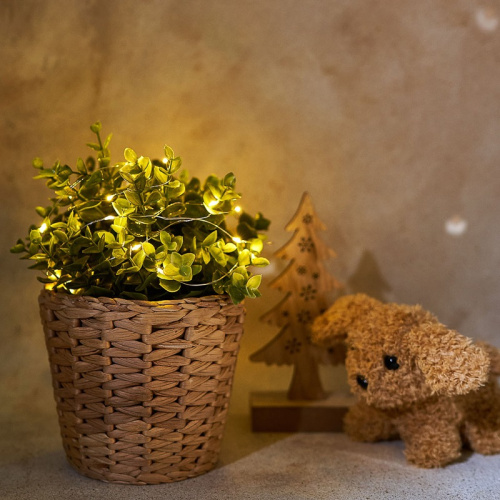 картинка Гирлянда Роса,  2 м,  20 диодов,  цвет желтый,  тонкий батарейный блок от магазина Сантехстрой