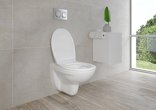 картинка Комплект унитаза с инсталляцией Vitra Normus 9773B003-7202 с сиденьем и кнопкой смыва Хром от магазина Сантехстрой