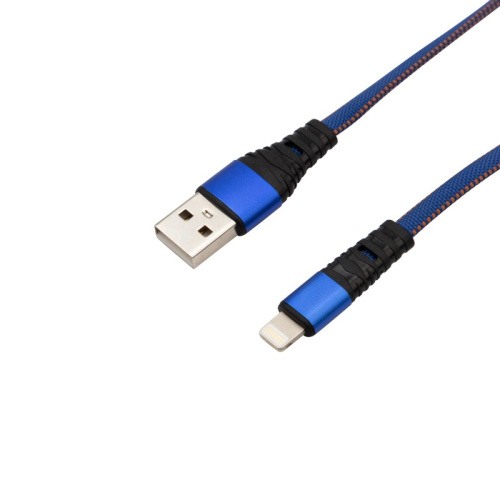 картинка Кабель REXANT USB-Lightning 2.4 A,  1 м,  синяя нейлоновая оплетка от магазина Сантехстрой