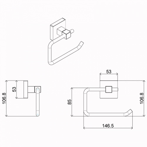 картинка Бумагодержатель AZARIO RINA без крышки, хром (AZ-87010A) от магазина Сантехстрой