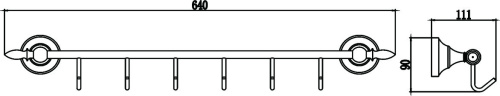 картинка Планка с крючками (6 крючков) Savol 68а (S-06876A) от магазина Сантехстрой