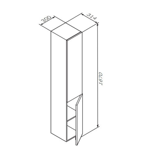 картинка M90CHR0306HF GEM, шкаф-колонна, подвесной, правый, 30 см, двери, push-to-open, цвет: орех от магазина Сантехстрой