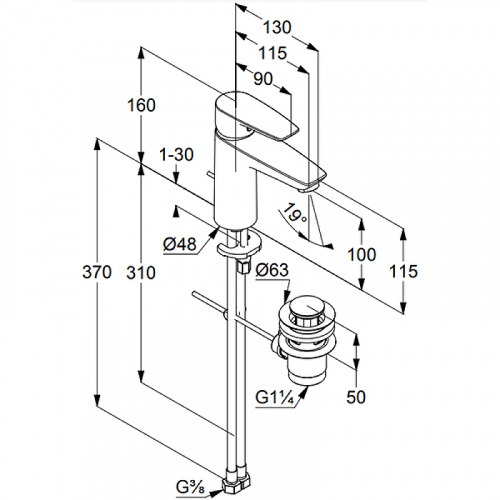 картинка Смеситель для раковины Kludi 342900575 Хром от магазина Сантехстрой