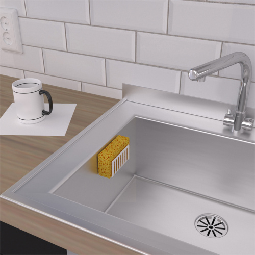 картинка Держатель для хранения губки и кухонной утвари,  монтаж без сверления,  белый REXANT от магазина Сантехстрой