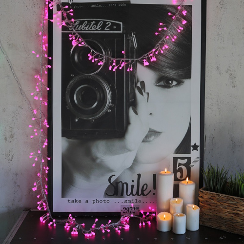 картинка Гирлянда Мишура LED 3 м прозрачный ПВХ,  288 диодов,  цвет розовый от магазина Сантехстрой