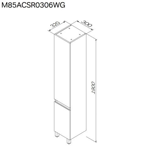 картинка M85ACSR0306WG X-Joy, шкаф-колонна, напольный, правый, 30 см, двери, цвет: белый, глянец от магазина Сантехстрой