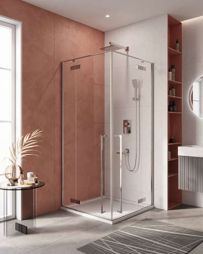 картинка Душевой уголок Cezares Liner 90x90 LINER-A-2-90-C-Cr профиль Хром стекло прозрачное от магазина Сантехстрой