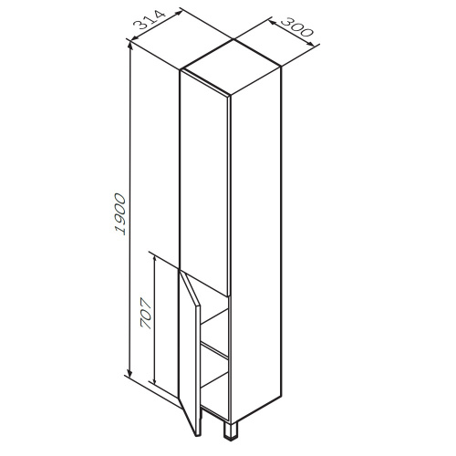 картинка M90CSL0306HF GEM, шкаф-колонна, напольный, левый, 30 см, двери, push-to-open, цвет: орех от магазина Сантехстрой