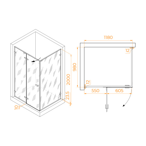 картинка Душевой уголок RGW SV-040-Gr 120*100*200 профиль Серый стекло Матовое от магазина Сантехстрой