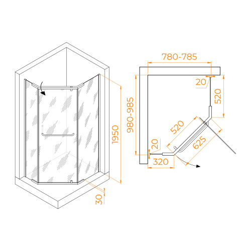 картинка Душевой уголок RGW PA-091 800x1000 от магазина Сантехстрой