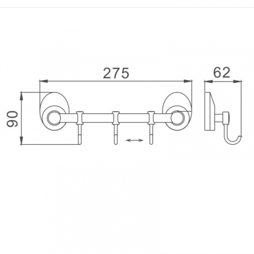 картинка Планка с крючками для полотенец Haiba хром (HB1615-3) от магазина Сантехстрой