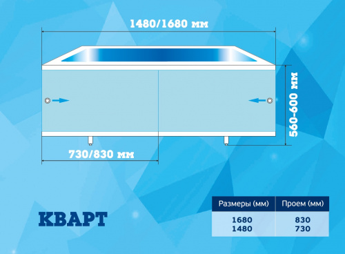 картинка Экран для ванны Метакам "Кварт" 1,68 белый (ЭКS_004538) от магазина Сантехстрой