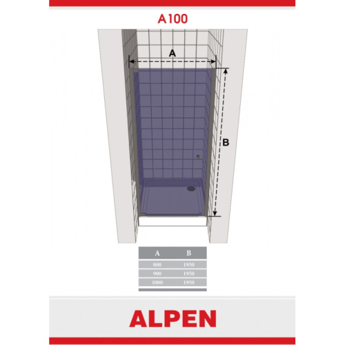 картинка Душевая дверь распашная Alpen Alpina 100 см прозрачное стекло A100N-100 от магазина Сантехстрой