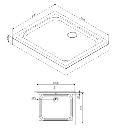картинка W90T-404-100280W душевой поддон Gem 100x80 от магазина Сантехстрой