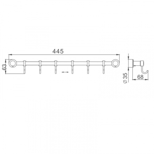 картинка Планка с крючками для полотенец Haiba хром (HB205-6) от магазина Сантехстрой