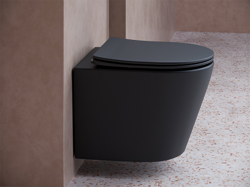 картинка Унитаз Ceramica Nova Balearica CN6000MB подвесной Черный матовый с сиденьем Микролифт от магазина Сантехстрой