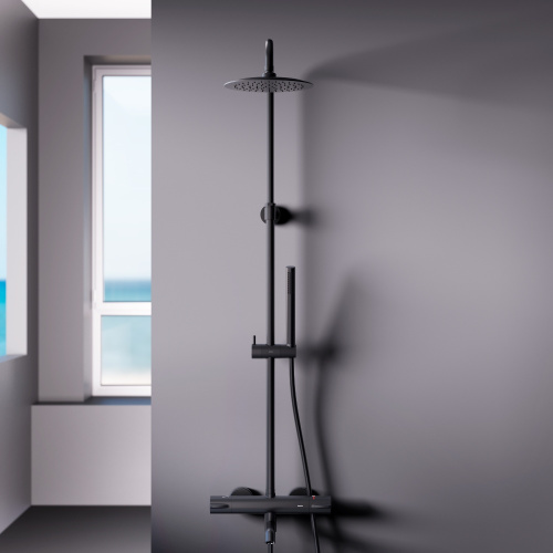 картинка 936810300 Scandinavian Pure душевая система с ванно  душевым ТМС смесителем, чёрный от магазина Сантехстрой