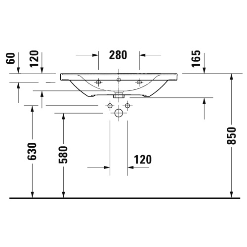 картинка Duravit D-Neo Раковина накладная 800х480  мм, с переливом, с 1 отв. под смеситель,  с WonderGliss, цвет: белый от магазина Сантехстрой