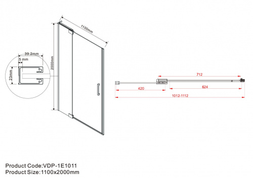 картинка Душевая дверь Vincea vdp-1e1011cl от магазина Сантехстрой