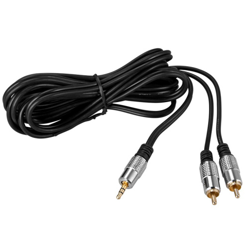 картинка Шнур Стерео 3,5мм - 2 RCA,  3м (GOLD-металл) REXANT от магазина Сантехстрой