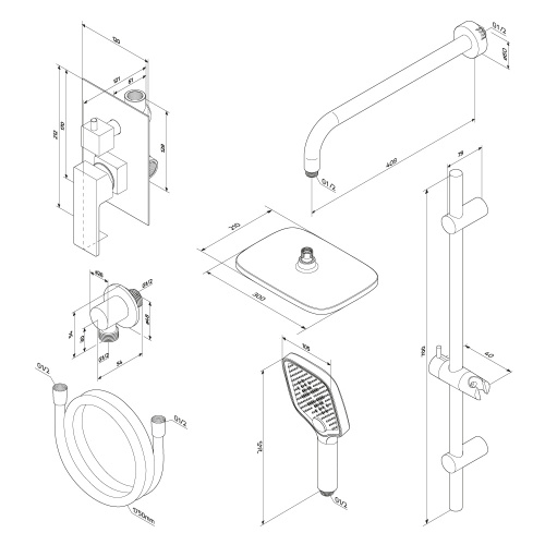 картинка 953530000 Gala встраиваемая душевая система с душевым смесителем и штангой, хром от магазина Сантехстрой