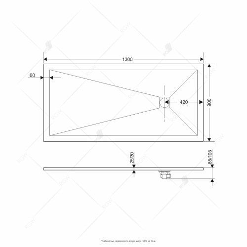 картинка Душевой поддон прямоугольный RGW ST-W (900x1300) от магазина Сантехстрой