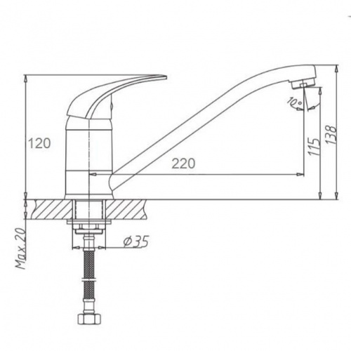 картинка Смеситель для кухни D-Lin D153352, хром от магазина Сантехстрой